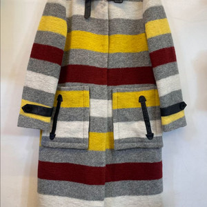 수입 레더배색 울100%코트 새상품:) 스트라이프모직코트 여성울코트 롱코트 하객룩 이미지