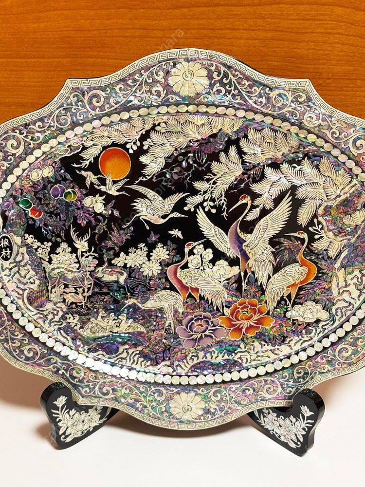 나전칠기 십장생 타원쟁반 김영만작가 (새상품) 이미지