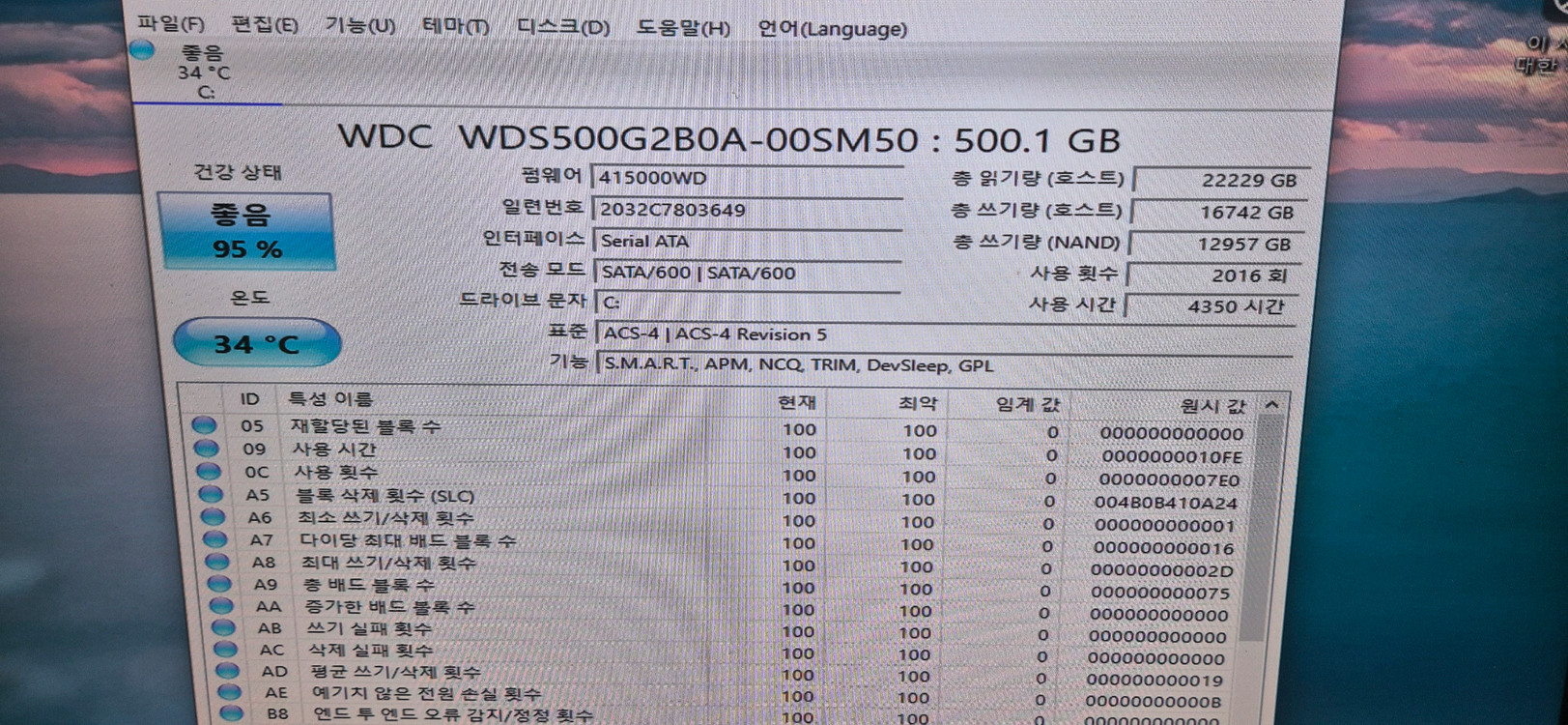 WD BLUE 500GB SSD 이미지