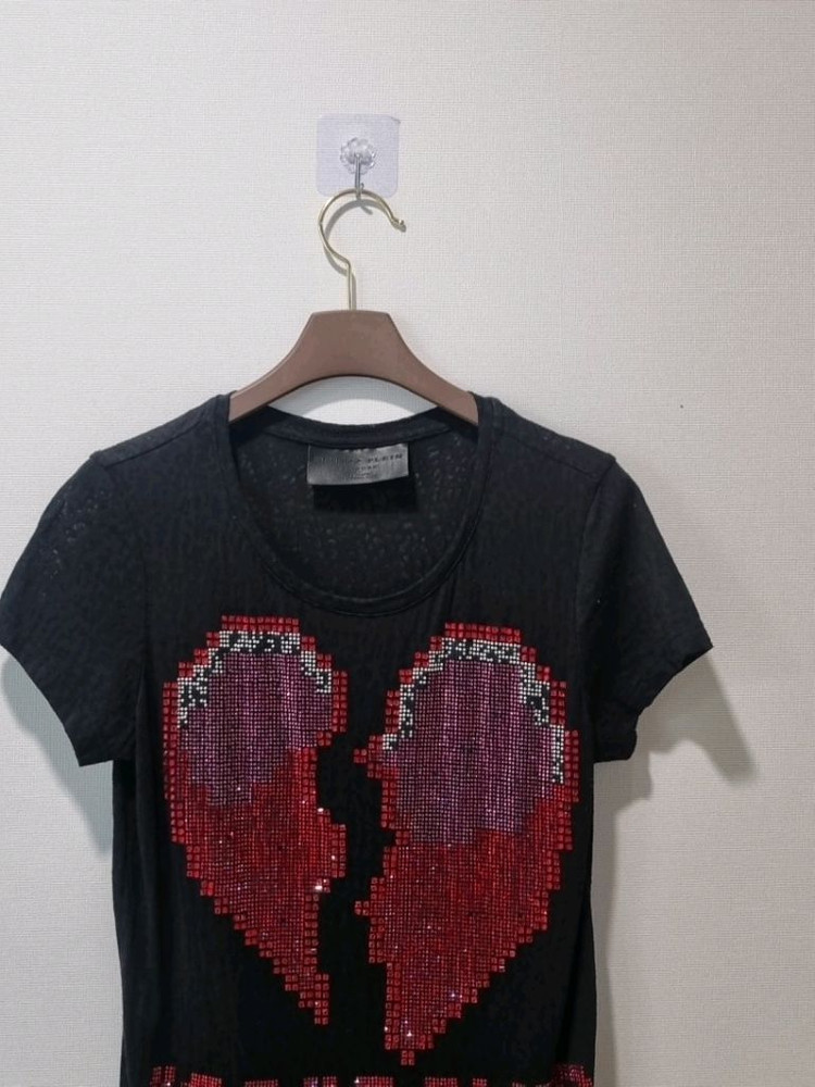 필립플레인 스컬 하트 큐빅 티셔츠 S 블랙 백화점정품 이미지
