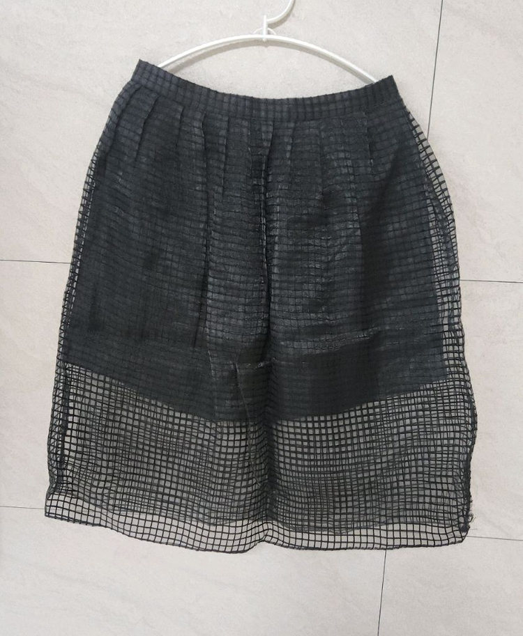 블랙 체크 패턴 시스루 스커트 이미지