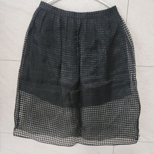 블랙 체크 패턴 시스루 스커트 이미지