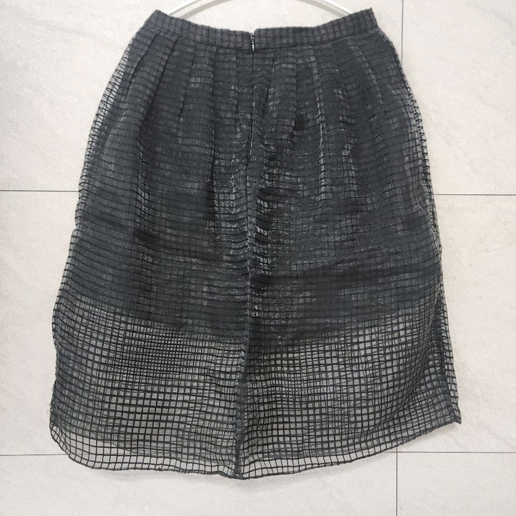 블랙 체크 패턴 시스루 스커트 이미지