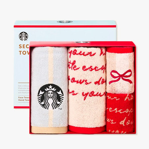 스타벅스 시크릿 딜라이트 타월세트 4P 페이스타월 핸드타월 새제품 정가 3만5천 이미지