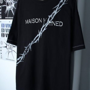 (L-XL) 메종미네드 반팔 티셔츠 빅로고 블랙 가시 이미지