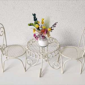 새상품)미니테이블 의자세트 생화 프리저브드플라워 이미지