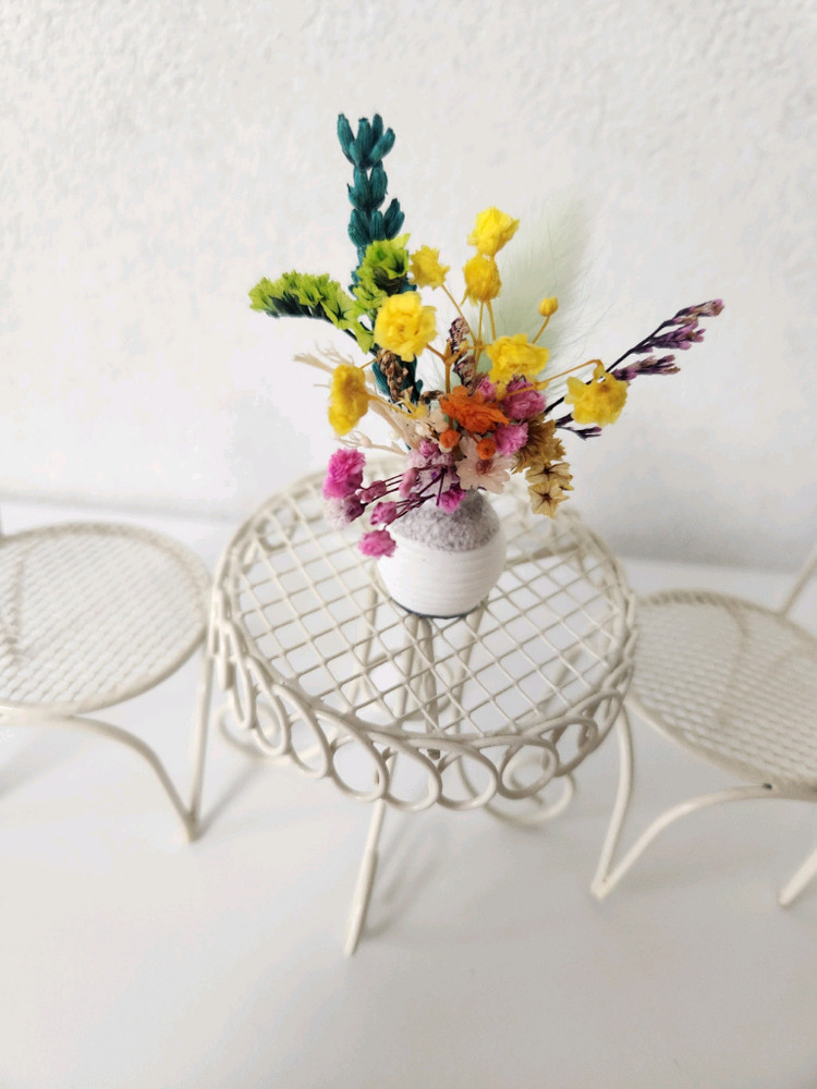 새상품)미니테이블 의자세트 생화 프리저브드플라워 이미지