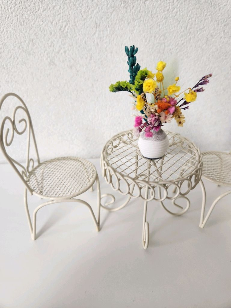 새상품)미니테이블 의자세트 생화 프리저브드플라워 이미지