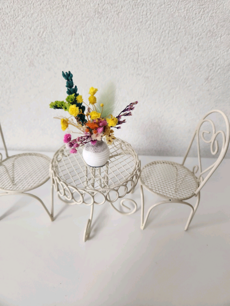 새상품)미니테이블 의자세트 생화 프리저브드플라워 이미지