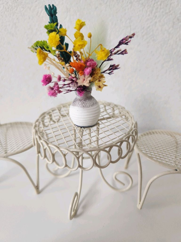 새상품)미니테이블 의자세트 생화 프리저브드플라워 이미지