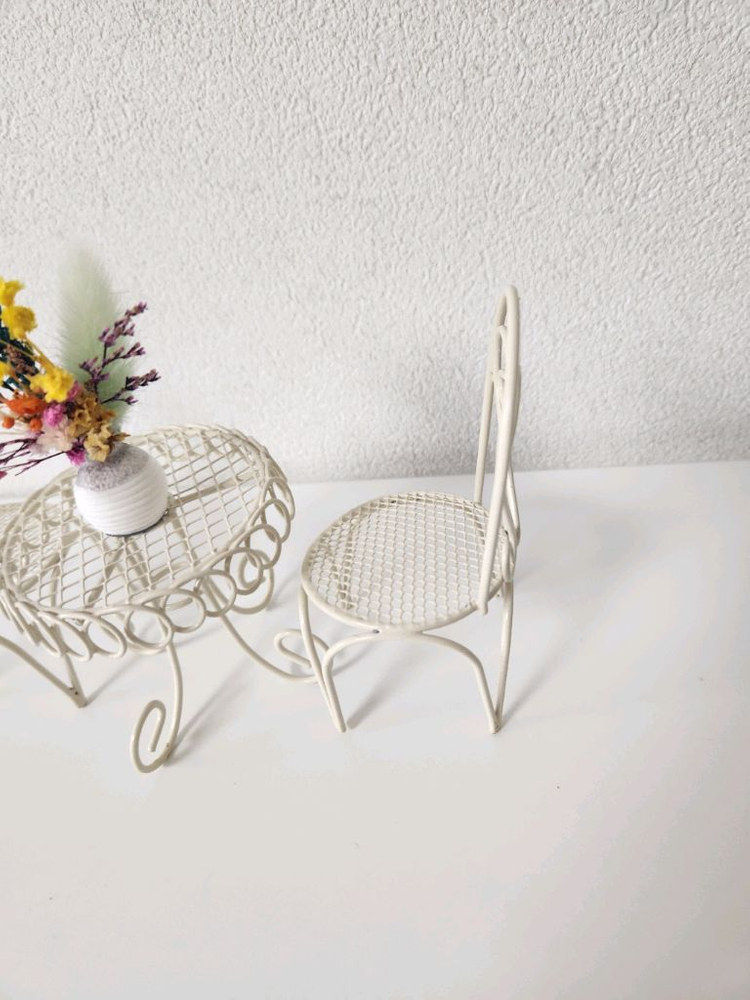 새상품)미니테이블 의자세트 생화 프리저브드플라워 이미지