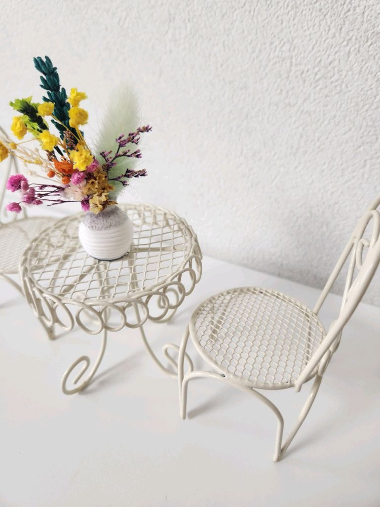 새상품)미니테이블 의자세트 생화 프리저브드플라워 이미지