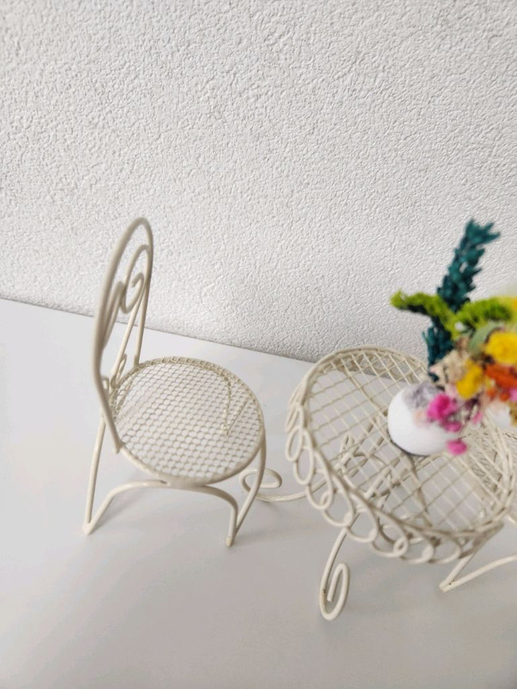 새상품)미니테이블 의자세트 생화 프리저브드플라워 이미지