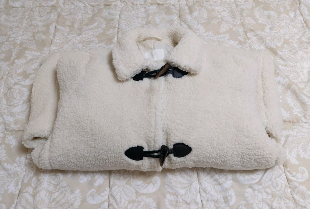 H&M 뽀글이 떡볶이 롱 코트 아이보리(66~77) 이미지