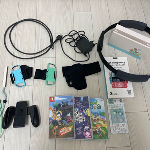 닌텐도 스위치 1 동물의숲 에디션 + 게임팩 3개 + 게임도구/액세서리 이미지