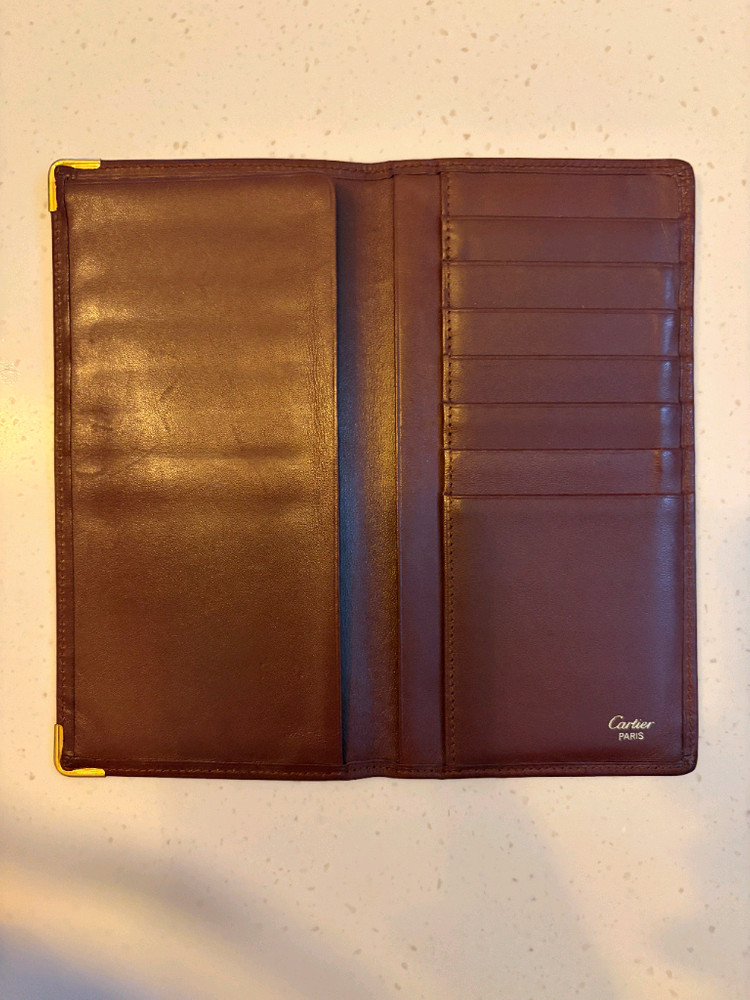 까르띠에 송아지 가죽 버건디 장지갑 이미지