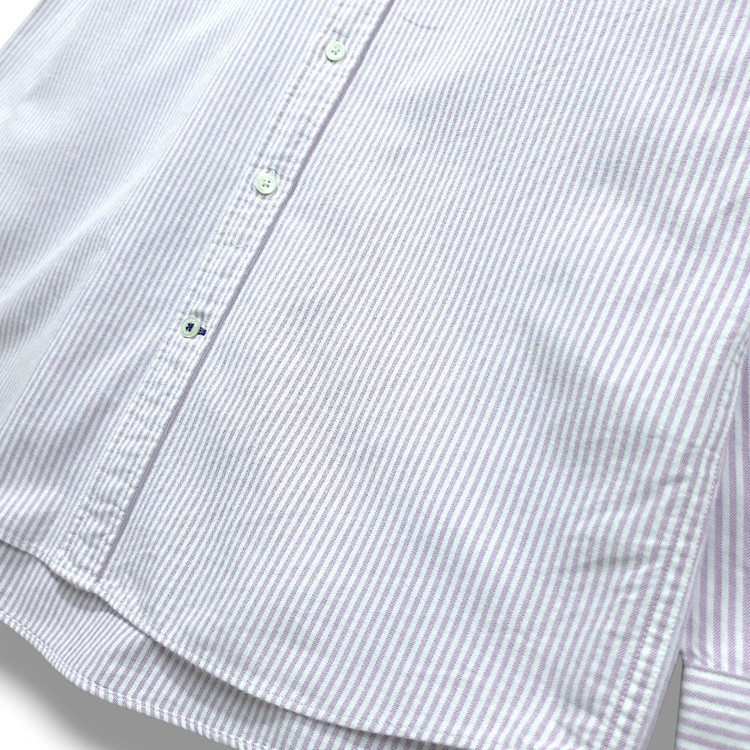 [100] 헤지스 핑크&화이트 스트라이프 버튼다운 코튼 긴팔셔츠 이미지