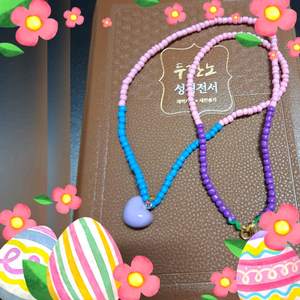 젬핑공방 A급 상태 구슬 비즈로 만들어진 목걸이 판매 이미지