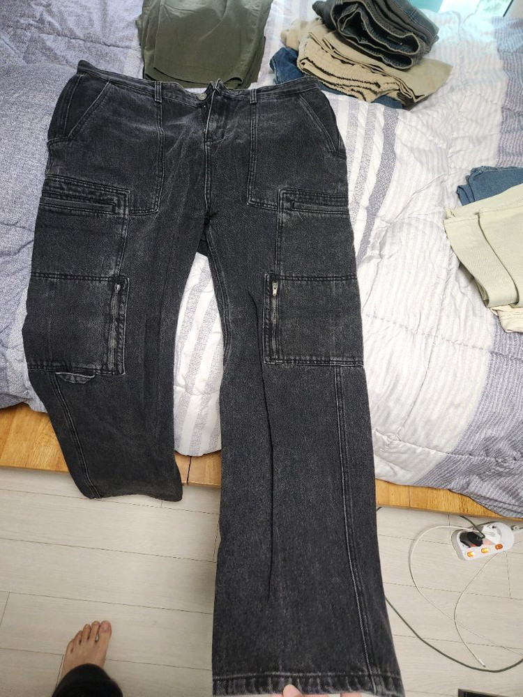 커스텀멜로우 그레이 카고데님 워크팬츠데님 실측 33~34사이즈 팝니다! 상태ss급 네고가능 이미지