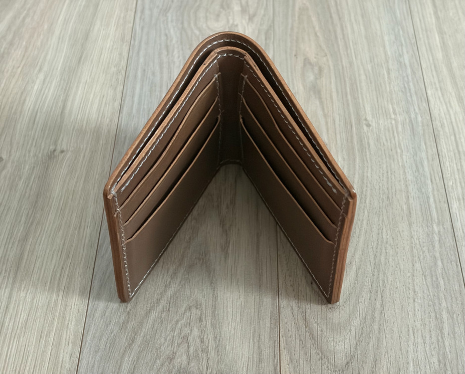클래식 브라운 고급 가죽 핸드메이드 반지갑 커스텀 공방 제작 이미지
