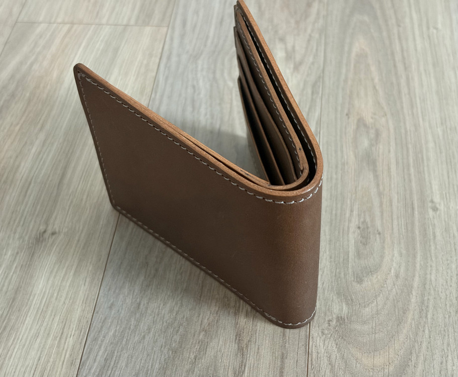 클래식 브라운 고급 가죽 핸드메이드 반지갑 커스텀 공방 제작 이미지