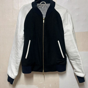 남성 야구점퍼 *브라운 블랙 화이트 가죽소매 바시티 자켓 이미지