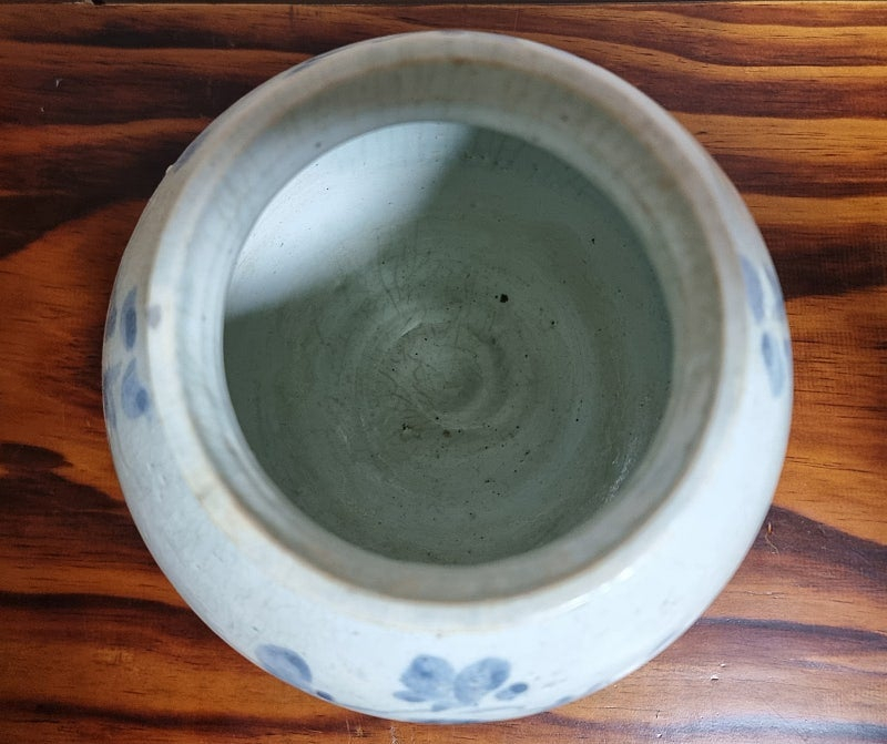 골동품 관요사기 청화백자 명문 모란문 호 이미지