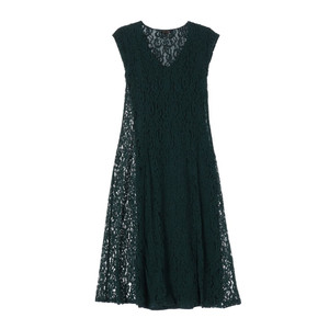 마시모두띠 그린 레이스 브이넥 민소매 롱 플레어 원피스 S 이미지