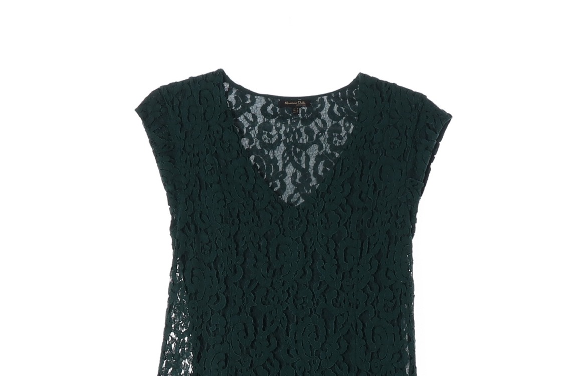 마시모두띠 그린 레이스 브이넥 민소매 롱 플레어 원피스 S 이미지