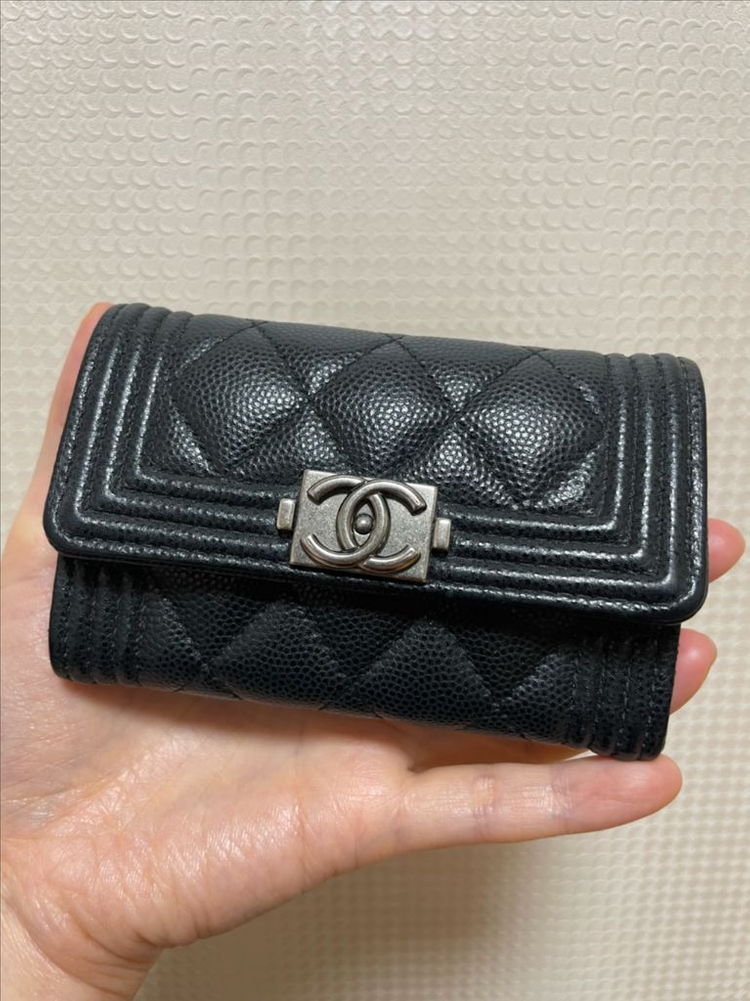 샤넬 보이 카드지갑 (블랙/캐비어/엔틱은장) A80603 이미지