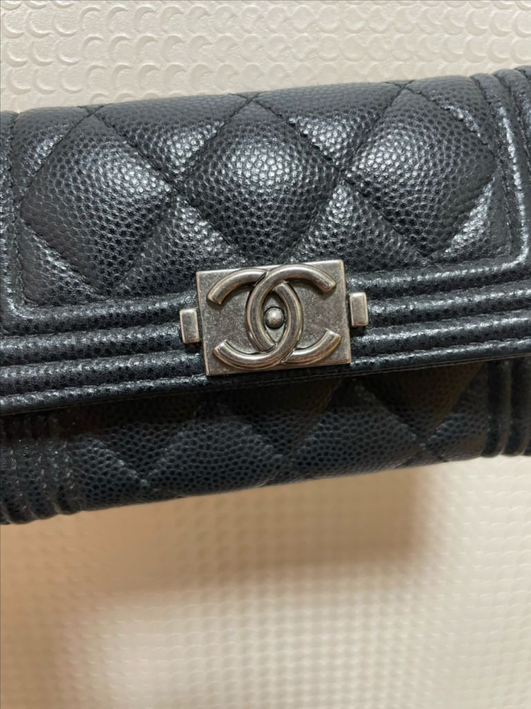 샤넬 보이 카드지갑 (블랙/캐비어/엔틱은장) A80603 이미지