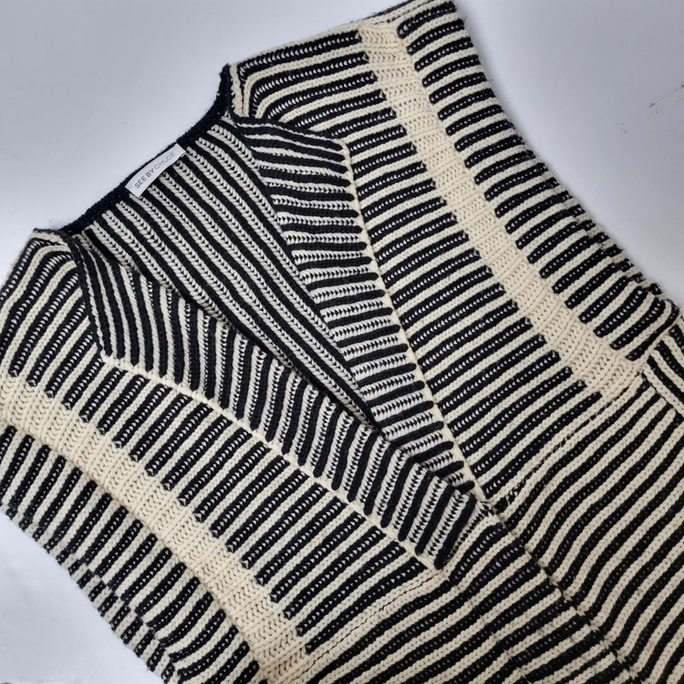 씨 바이 끌로에 블렌드 니트 베스트 아이보리&블랙 (100) 이미지