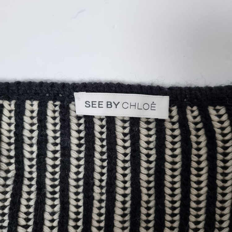 씨 바이 끌로에 블렌드 니트 베스트 아이보리&블랙 (100) 이미지