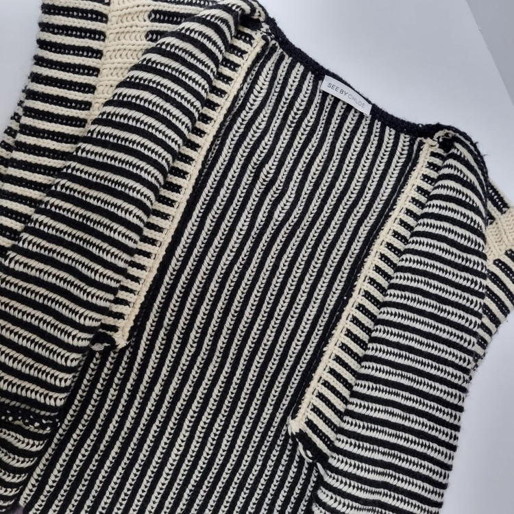 씨 바이 끌로에 블렌드 니트 베스트 아이보리&블랙 (100) 이미지