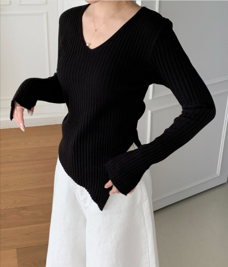 바이씨니 사선브이니트 연핑크, 블랙 새상품 이미지