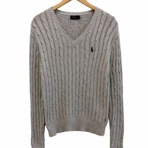 폴로 꽈배기 브이넥 니트 웜그레이 (여성L) 이미지