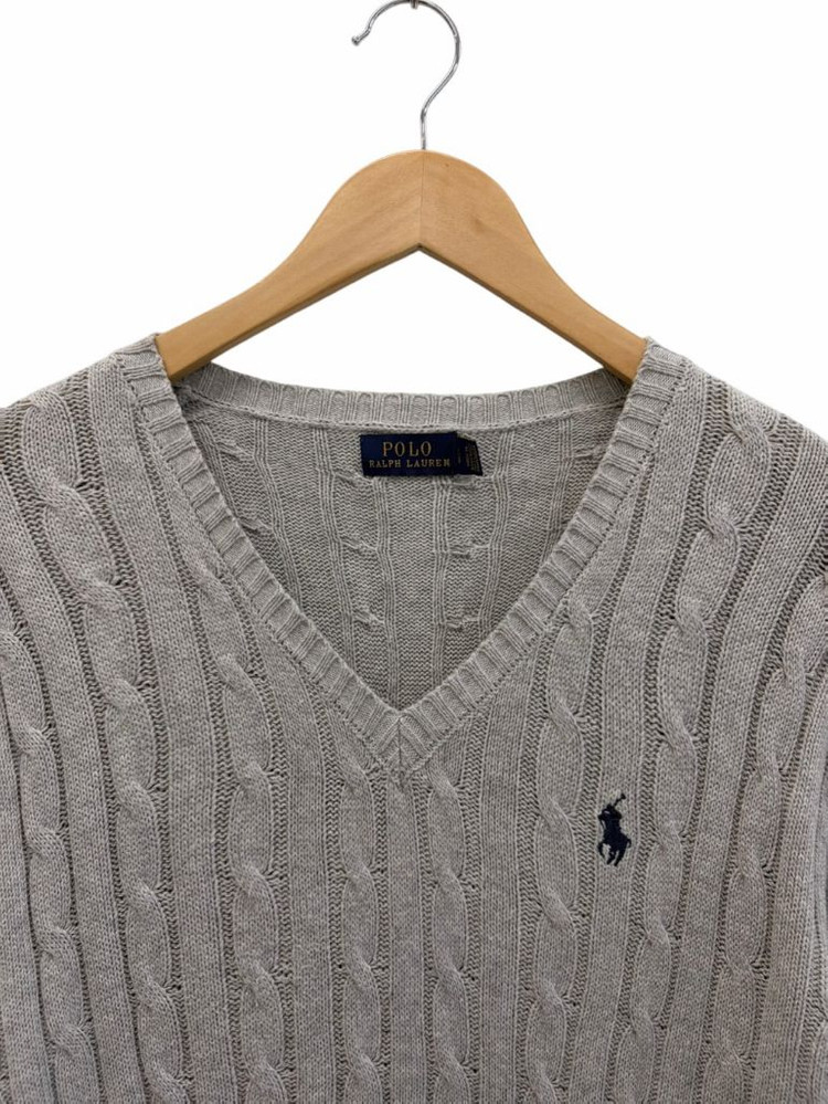 폴로 꽈배기 브이넥 니트 웜그레이 (여성L) 이미지