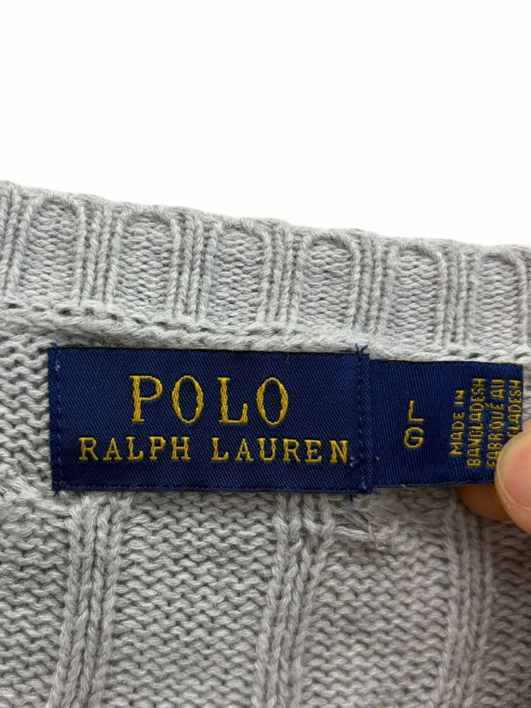 폴로 꽈배기 브이넥 니트 웜그레이 (여성L) 이미지