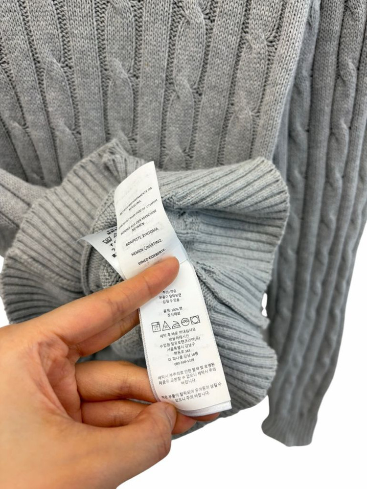 폴로 꽈배기 브이넥 니트 웜그레이 (여성L) 이미지