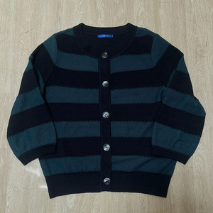 키이스 여성 스트라이프 라운드 니트 가디건 44-55 이미지