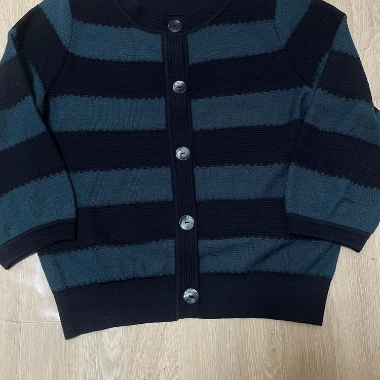 키이스 여성 스트라이프 라운드 니트 가디건 44-55 이미지