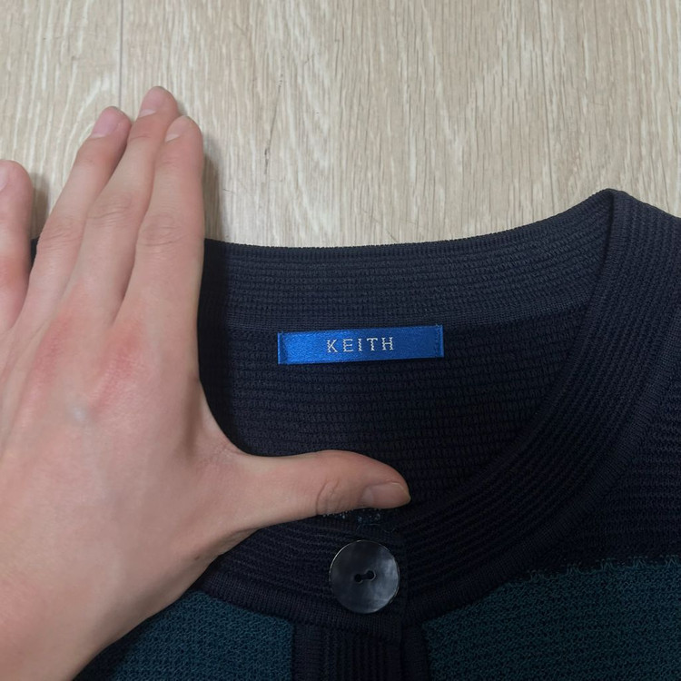 키이스 여성 스트라이프 라운드 니트 가디건 44-55 이미지