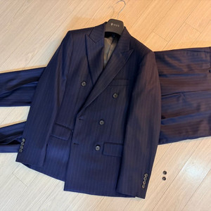 지이크 울100% 스트라이트 더블수트 정장 네이비 100/30 이미지