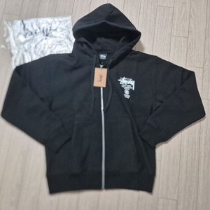 쿨거래시 15만9천택포! 미착용 새제품 정품 스투시 월드투어 기모 후드집업 공용 블랙 L 사이즈 105 이미지