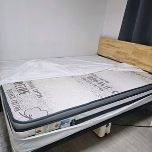 파로마 퍼스트 노아 오가닉양모 FM라텍스 유로탑 9존 독립스프링 매트리스 퀸사이즈와 지누스 올리비아 침대 프레임 퀸 이미지