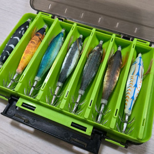 형광.야광 쭈꾸미.갑오징어 에기 7개 세트(10cm) + 전용케이스 이미지