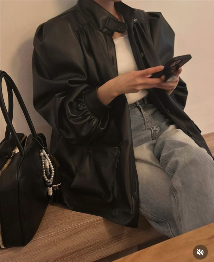 바이씨니 단독핏 레더셔링자켓 바이씨니 레더 이미지