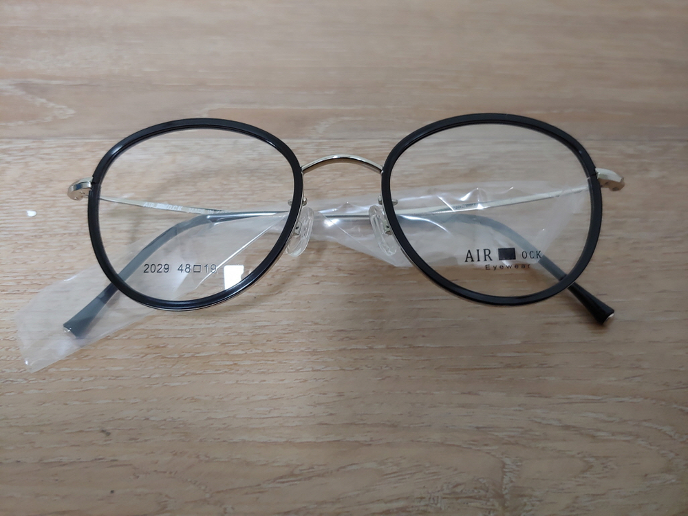 동그리 안경 솔텍스 안경테 AIROCK 2029 48 남자 여자 공용 에어락 블랙 실버 미착용 새제품 이미지