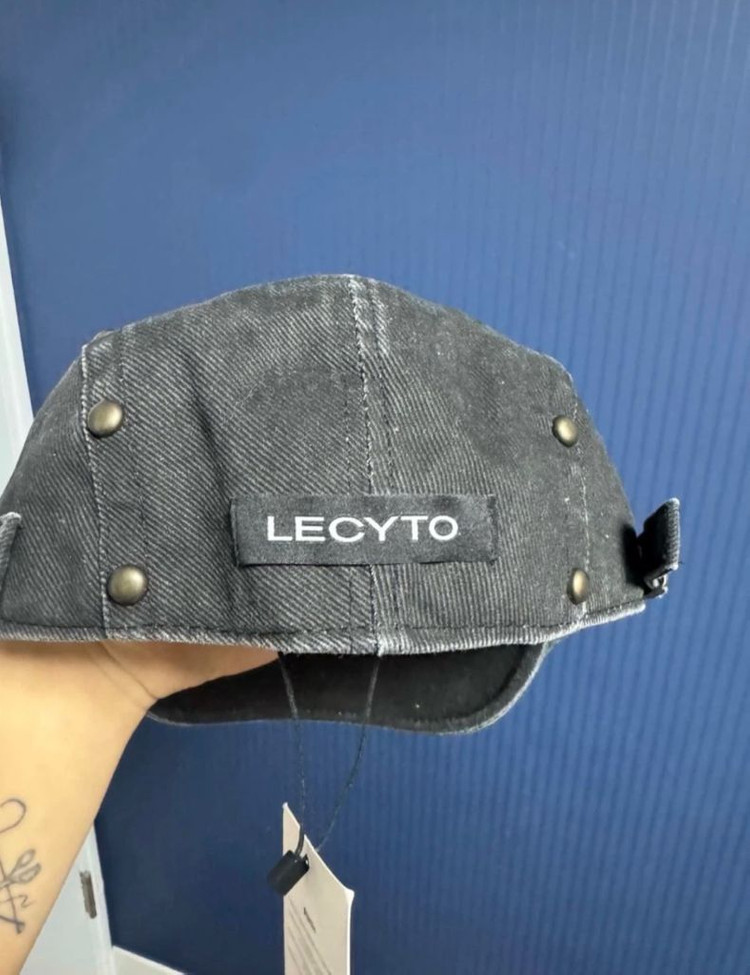 레씨토 스터드 워싱 헌팅캡 블랙 새상품 이미지