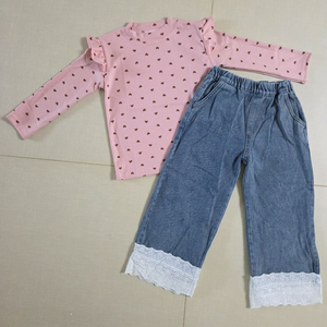 (새상품) 여아 레이스 청바지 상하복세트 120사이즈 이미지